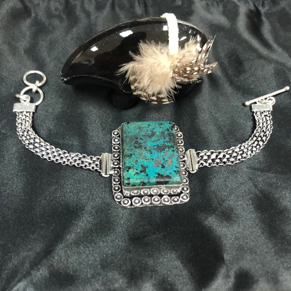 Azurite Silver Bracelet